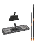 24 Microfiber Dust Mop, Angle Broom + 48 &amp; 60&quot; Steel Handles, Combo  Cle... - $88.99