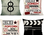 Home Movie Theater Pillow Covers Set of 4 18X18 Inch, Vintage Movie Room... - $29.77