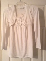 Cato White Long Sleeve Dress W Faux Jacket Shinny Buttons Bow Girs Sz XL... - £13.98 GBP