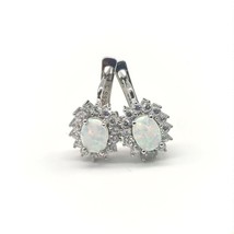 Solid 925 Sterling Silver Gemstone Clip Earrings for Women Blue Sapphire Fine Je - £20.92 GBP