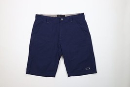 Vintage Oakley Mens Size 34 O Logo Flat Front Stretch Chino Shorts Navy Blue - £46.47 GBP