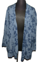 Catherines Women&#39;s Blue Tie Dye Long Sleeve Open Cardigan, Pockets, Plus Size 4X - £27.45 GBP