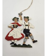 Kuhn Zinn Couple Germany Handpainted Pewter &amp; Enamel Ornament Vintage - £28.22 GBP