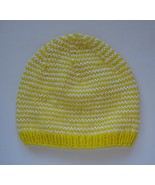 yellow-white striped eco cotton demi-season beanie, girls cotton hat - £10.68 GBP+