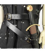 Medieval Double Wrap Genuine Black Leather Sword Belt w/ Frog LARP SCA L... - $39.58