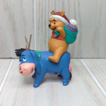 Hallmark 2001 Pooh Santa hat toy sack riding Eeyore Christmas Tree Ornament - $7.20