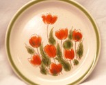 Meadowbrook Stoneware Salad Plate Orange Flowers Green Band Japan - $14.84
