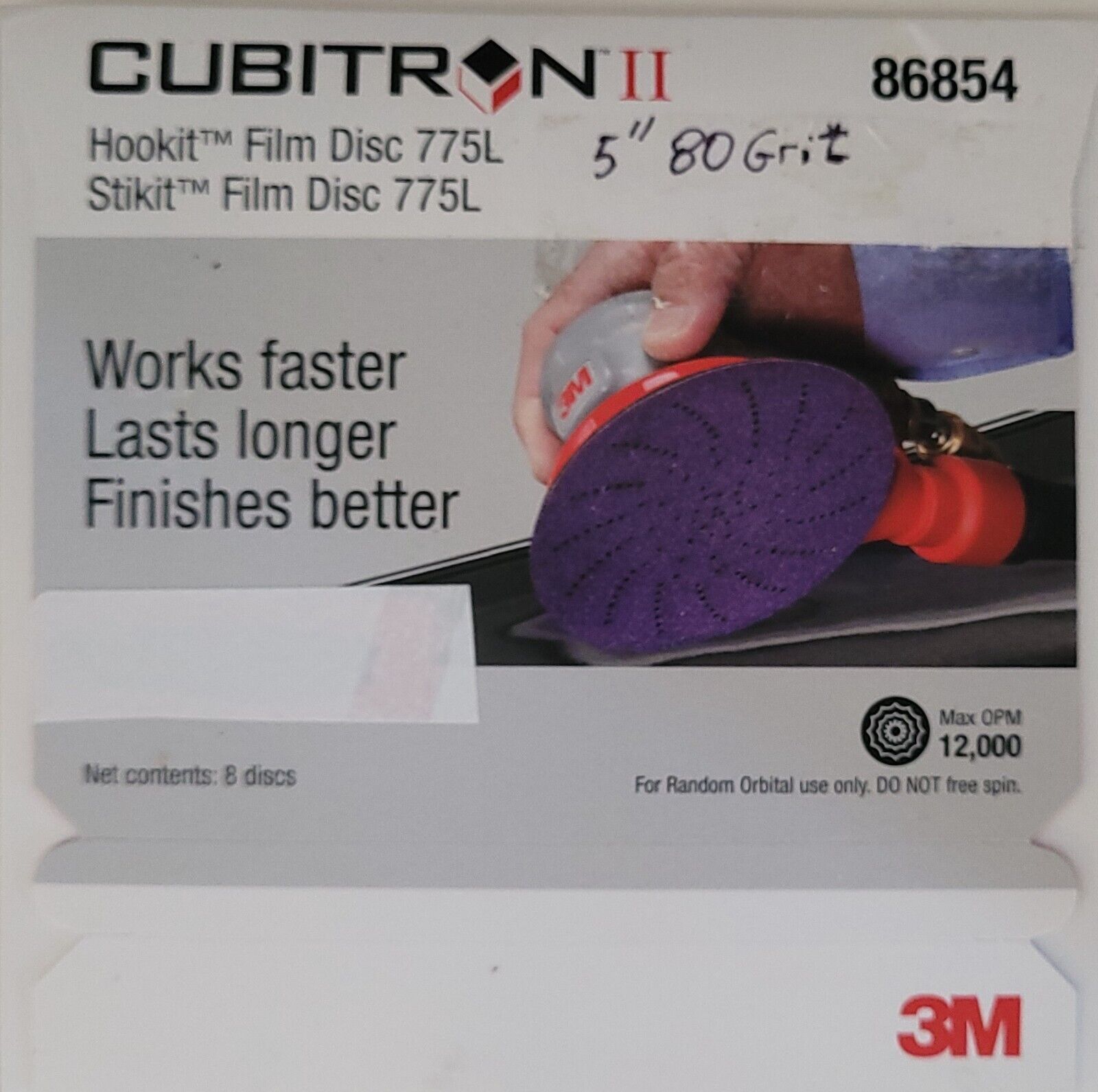 3M 5” PSA Sanding Discs 80 Grit Self Adhesive Stick-It 775L 8/Pk Auto Bo... - $5.93