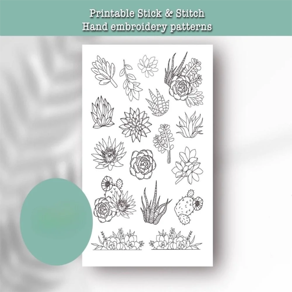 Flowers and Ocean Embroidery Pattern Stitching Paper Handmade Sewing Sup... - $4.00 CAD