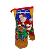 Vintage Christmas Santa Claus Oven Mitt Pot Holder Fabric Quilted 12 inches - £11.44 GBP