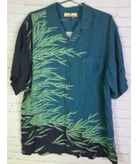 Tommy Bahama Mens Size M Silk Leaf Print Camp Button Front Shirt Two Ton... - $39.99