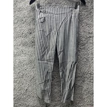 Women&#39;s Gray White Striped Straight Pants Pull On Strechy Bottoms M26in ... - $15.28