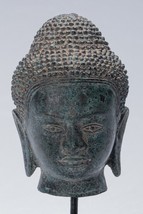 Ancien Khmer Style Montage Bronze Phnom Da Bouddha Tête Statue - 22cm/9 &quot; - £237.78 GBP