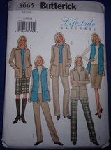 Butterick Misses’ Jacket Vest Skirt &amp; Pants Size 8-12 Cut to 12 #3665 - $5.99