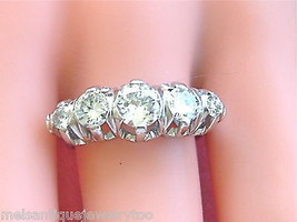 Vintage MID-CENTURY 1.85ctw Diamond Platinum Classic 5-STONE Ring 1950 Size 9 - £2,926.70 GBP