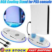 Vertical Cooling Fan Stand RGB Light for PlayStation 5 Console Game Acce... - £35.95 GBP
