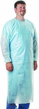 Polyethylene Gowns 45&quot; Long 100ct Blue Poly Frocks XL 1 Mil Disposabl PPE Frocks - £120.15 GBP