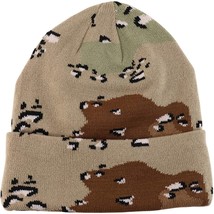 Unisex Plain Warm Knit Beanie Hat Cuff Skull Ski Cap  Desert Camo Color - £11.19 GBP