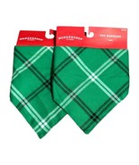 2 Wondershop Pet Bandana Dog Cat Green Plaid One Size Tie Triangle New - £3.81 GBP