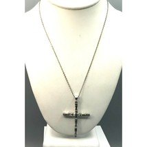 Reversible Silver Cross Pendant on Silver Tone Chain Necklace, One Side Polished - £28.05 GBP