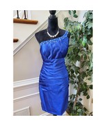 Dress First Women Blue 100% Polyester One Shoulder Formal Knee Length Dr... - $635.62 MXN