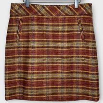 TALBOTS Wool Blend Plaid Skirt Pencil Pockets Fall Colors Pattern Lined Size 12 - £22.08 GBP