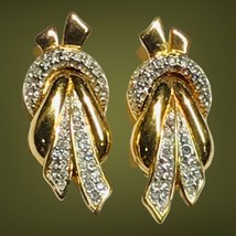 Vintage S.A.L. Swarovski Clip-On Earrings Clear Crystals  Gold Tone - £75.93 GBP
