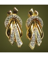 Vintage S.A.L. Swarovski Clip-On Earrings Clear Crystals  Gold Tone - £74.74 GBP