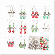 DIY Guardian Angel Earrings Set - Red Green Crystal Beads, Angel Wing Bead, Xmas - $31.67