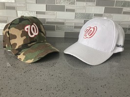 Washington Nationals Camo &amp; White Strapback Baseball Hat Cap - Lot of 2 - £15.07 GBP