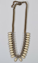 J. Crew Necklace Large Clear Crystal Rhinestones Ivory Stones Statement Piece - £33.44 GBP