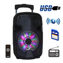 beFree Sound 8 Inch 400 Watts Bluetooth Portable Party Speaker with USB, SD Inpu - $107.54