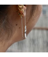 Dendrite Beads Drop Dangle Earrings Women, Dainty Silver Chain Threader ... - $32.00