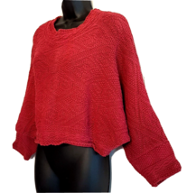Jeans Wear Bat Wing Cropped Sweater VTG 80s size Large Wine Red 100% Cotton Knit - £15.76 GBP