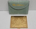 Vintage Elgin American Gold Tone Floral Compact With Mirror &amp; Pouch Made... - $29.60