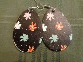 Faux Leather Dangle Earrings (new) Polka Dots &amp; Flowers - $5.54