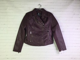 New York &amp; Company Faux Leather Asymmetrical Moto Jacket Purple Womens Size S - £41.80 GBP