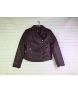 New York &amp; Company Faux Leather Asymmetrical Moto Jacket Purple Womens S... - £41.49 GBP