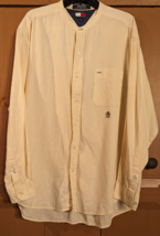 Vintage Tommy Hilfiger Button Up Shirt Men&#39;s XL Yellow Band Collar Long ... - $24.15