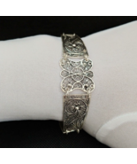Filigree Silver Bracelet Hinged Cuff Bangle Moroccan Berber Tribal Ornat... - $76.23