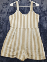 Coco + Jaimeson Romper Women Medium Brown White Striped Cotton Sleeveles... - $15.78