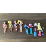 VTG Polly Pocket Dolls &amp; Stretch Rubber Clothes Accessories Lot 16 pieces - $13.80