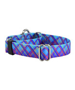 2Hounds Collar with Leash Large Twilight Glow Blue Plaid NEW! - £19.97 GBP