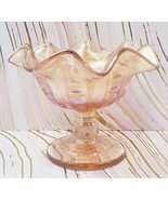 Marigold Carnival Glass 4 1/2&quot; Pedestal Ruffled Edge Compote Candy Dish  - $17.97