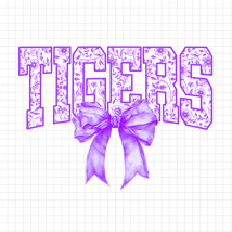 Tigers PNG, Tigers Floral Toile Purple Water Color Coquette Bow Clipart PNG - $2.50