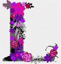 Pepita Needlepoint kit: The Letter L Flowering Greys, 7&quot; x 7&quot; - £39.96 GBP+