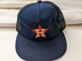 Vintage 90s Houston Astros Trucker Gorra Plana Azul Llano Logo Taiwan - £31.91 GBP