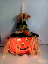 Vintage Fiber Optic Pumpkin Jack O Lantern  Witch Halloween Fall Décor Works - £21.63 GBP