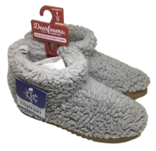 Dearfoams Slippers Woman 9 10 Gel Infused Memory Foam Large Gray Boot Serpa NEW - £23.69 GBP