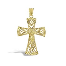 Jesus Crucifix Cross Pendant 10k Gold Yellow Charm 1.4&quot; - £128.00 GBP